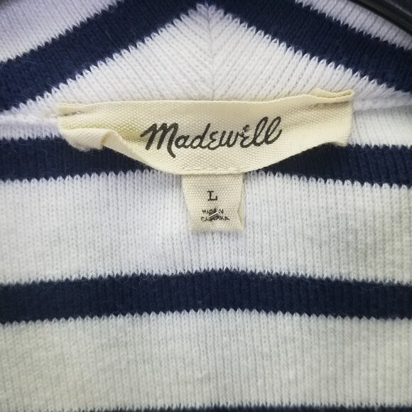 Madewell Grill Sweater Women's L Ribbed Zip-Front Long Sleeve Nautical Stripe - Picture 11 of 16